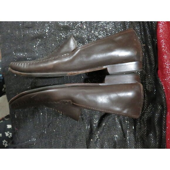 Cole Haan Chocolate Bamboo Italian Leather Center Weave Moccasin Driver Loafers - Picture 6 of 11